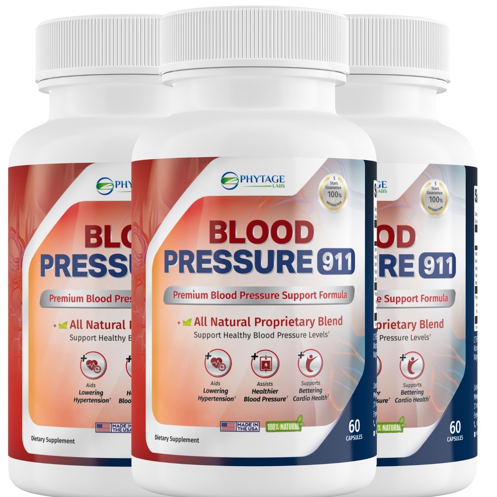 Blutdruck 911 Premium Supplement - BP Support Pillen. 3 Pack
