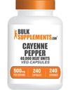 BulkSupplements.com Cayenne Pfeffer Kapseln - Cayenne Pfeffer 40000 HU, Capsaicin Ergänzungen, Cayenne Pfeffer Ergänzungen - Glutenfrei, 1 Kapsel pro Servierung, 240 Veg Kapseln (Pack von 1)