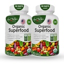 Organic Superfood Greens Fruits and Veggies Complex - Integratore alimentare con 14 Verdi &14 Verdura con Alfalfa Ricco di Antiossidanti Ingredienti Organici Non OGM (120 Conteggio Confezione di 2)