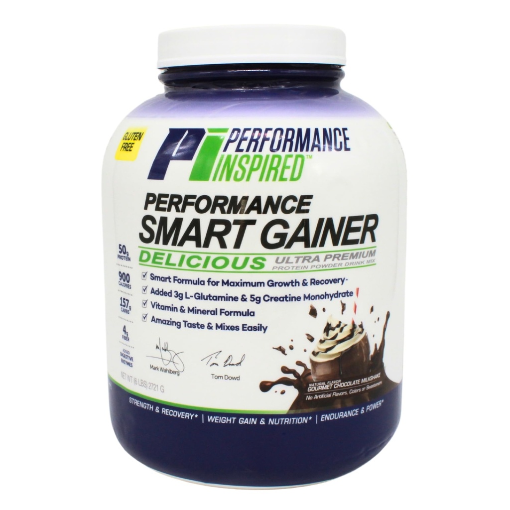 Performance Inspired Nutrition Smart Maß Gainer – 50G Protein, 900 Kalorien, Kreatin, L-Glutamin & Verdauungsenzyme – Muskel-Recovery & Growth – Chocolate Milkshake – 6 lb
