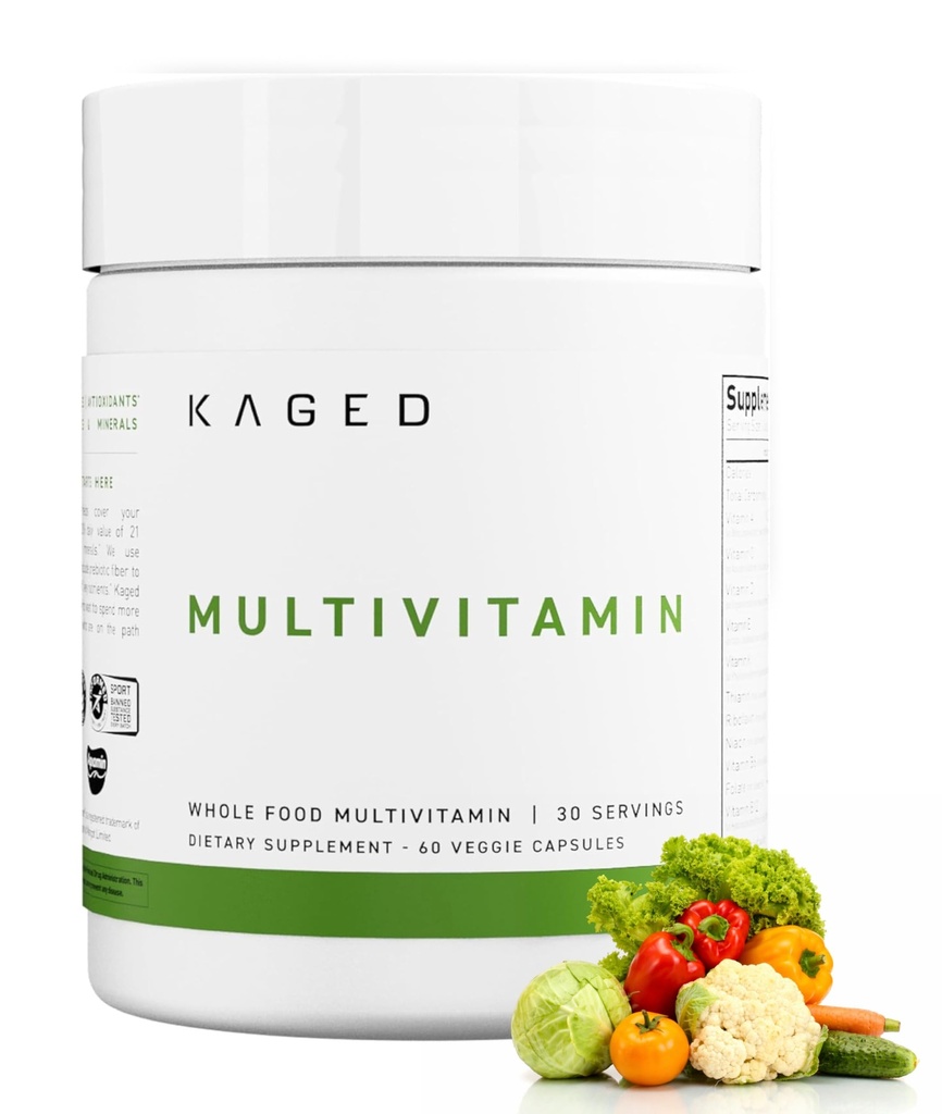 Kaged Multivitamin Kapseln | Unflavored | Whole Foods Organic Fruits & Veggies | Plant Based Vegan Multivitamin | Vitamin C, D, E, B12 | Ergänzungen für Männer & Frauen | 30 Portionen