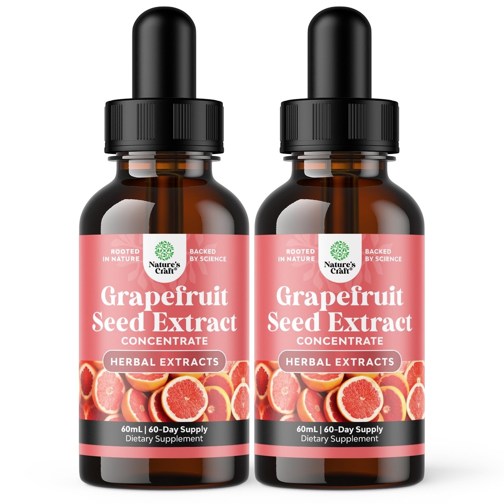 Extrait de graines de pamplemousse GSE liquide - une goutte par jour - Extraction de graines de raisins super concentrées gouttes liquides riches en bioflavonoïdes et polyphénols pour Gut Health & Immune Support - 2 Pack Bundle - 120 jours