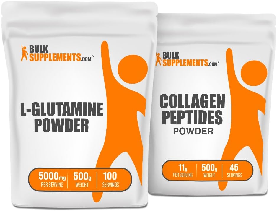 BulkSupplements L-Glutamine 500g + Peptidi di collagene 500g