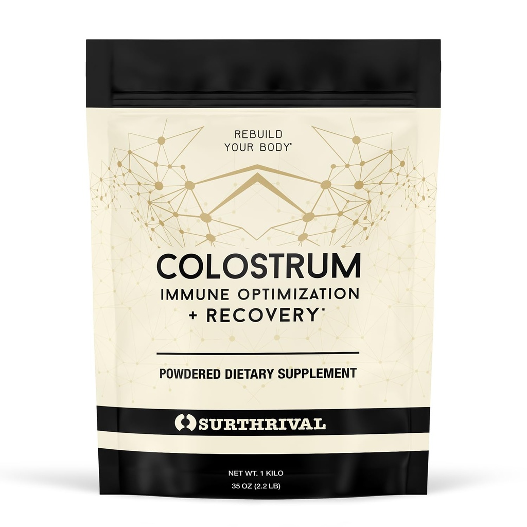 Surthrival: Poudre de colostrum (1 kilo, 2,2 lbs), Immune Optimisation et récupération, Supplément diététique en poudre, Gut Health, Immune Support, Keto Friendly