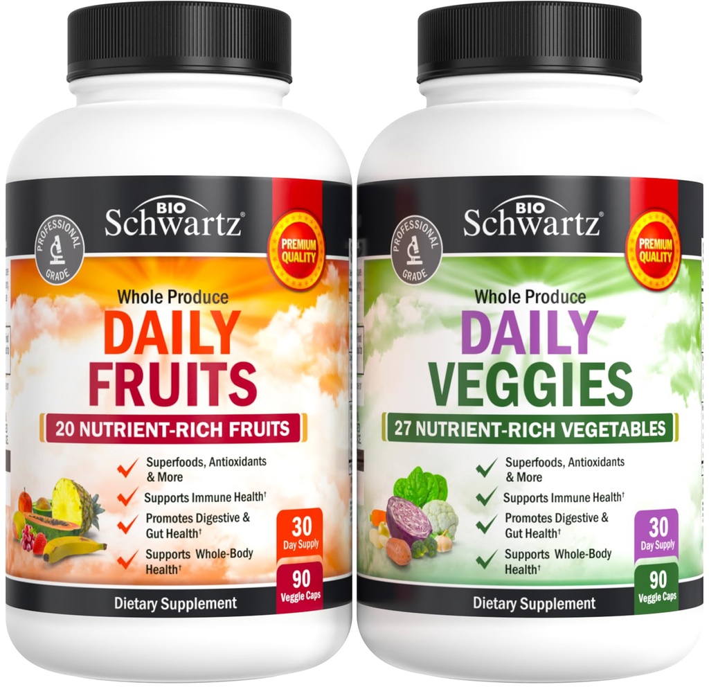 Integratore giornaliero di frutta e verdura per adulti - Super Fruit and Veggies Capsules for Enhanced Energy Gut Health Immune Support &amp; Total Wellness with 47 Whole Food Fruits and Veggies - 1 Mese