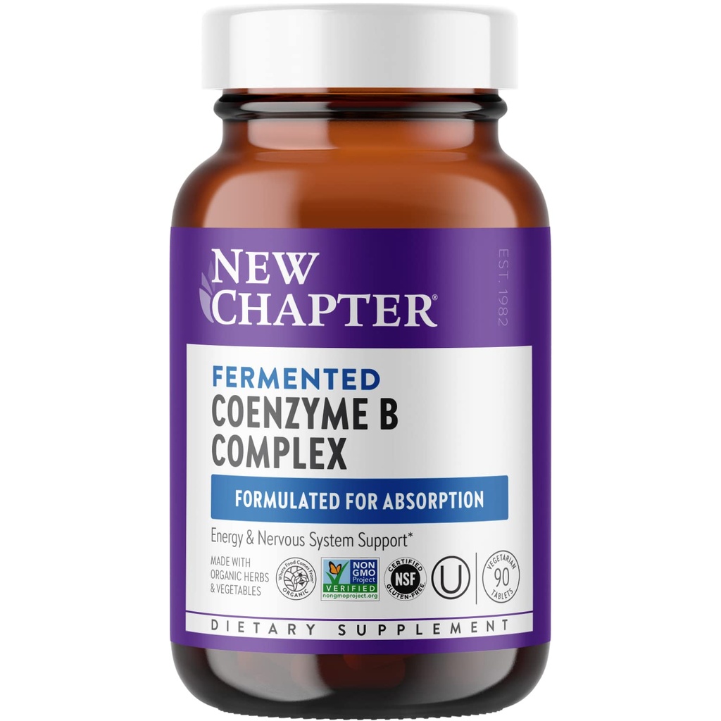 Nouveau chapitre Complexe vitamine B – Complexe Coenzyme B fermenté Riche en vitamine B12 + Vitamine B6 + Biotine + Fabriqué avec des ingrédients organiques - 90 ct