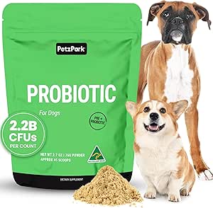 Probiotique pour chiens - Poudre de soutien digestif sans grains pour la diarrhée, le bluff et le gaz - Promotion du soutien immunitaire et de la santé buccodentaire - Réduit le câlin, les allergies et les infections à levure - 2,7 oz - 45 scoops