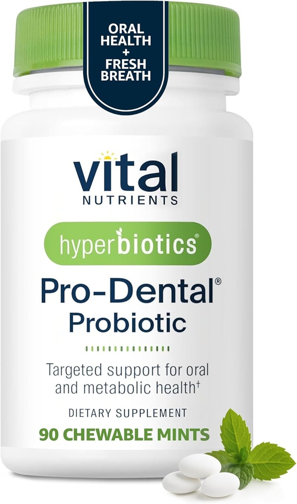 Hyperbiotics Vital Nährstoffe Pro Dental Probiotic | Klinisch untersucht BLIS K12 und M18 | Oral Probiotics für Bad Breath Behandlung für Erwachsene | Mundgesundheit für Zähne und Zahnfleisch | 90 Minze Tabletten