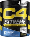 C4 Extreme Pre Workout Powder Icy Blue Razz | Preworkout Energy Supplement für Männer und Frauen | 200mg Koffein + Beta Alanine + Kreatin | 60 Servietten