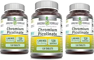 Erstaunliche Formeln Chromium Picolinate | 1000 Mcg Tabletten Supplement | Non-GMO | Gluten Free | Made in USA (3 Pack, 120 Count)