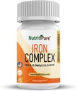 Complesso di ferro, completa costruzione del sangue di ferro da stiro capsule vegetariane con ferro di carbonio non costipante, Quatrefolic, B12, B6 & vitamina C, per le donne & uomini (60 caps)