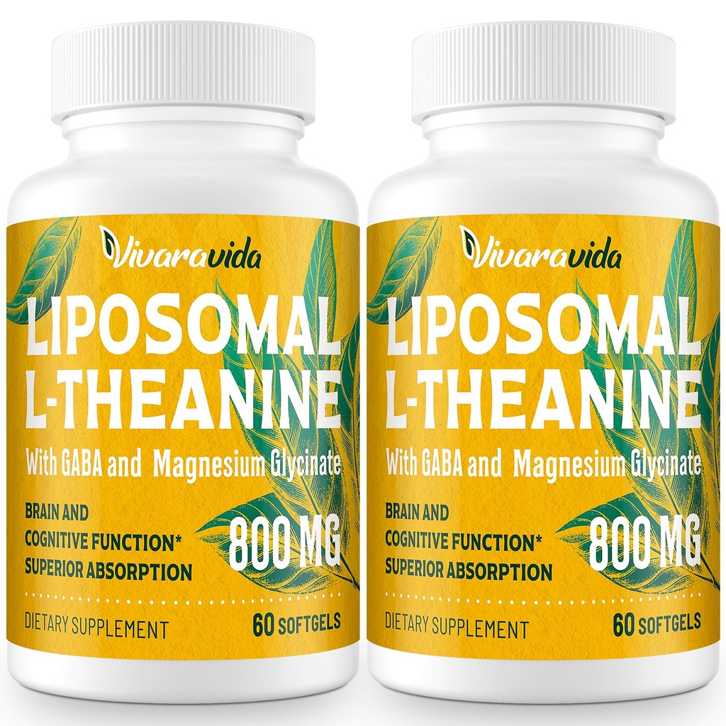 L-teanina 800mg Supplemento con Glycinate GABA e Magnesio - Composto naturale, sonno e relax (120 Softgels)