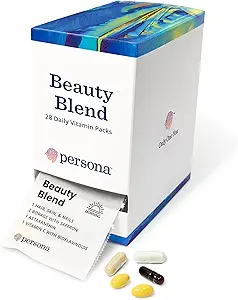 Persona Nutrition Beauty Blend Vitamin Pack per capelli, pelle e unghie (28 Pack) – Include acido ialuronico, collagene, borraggio con zafferano e vitamina C