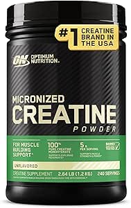 Optimum Nutrition Micronized Creatine Monohydrate Powder, Unflavored, 240 Serve, 1200 Grammi (Packaging May Vary)