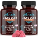 YUM-V'S Calcium, Magnesium, Zink & Vitamin D Gummis, Cal Mag Kaubare Ergänzung, Vegetarisch Kosher Halal Natürliche Himbeer Flavor Gummis für Erwachsene Frauen & Männer - 90 Count (Pack von 2)