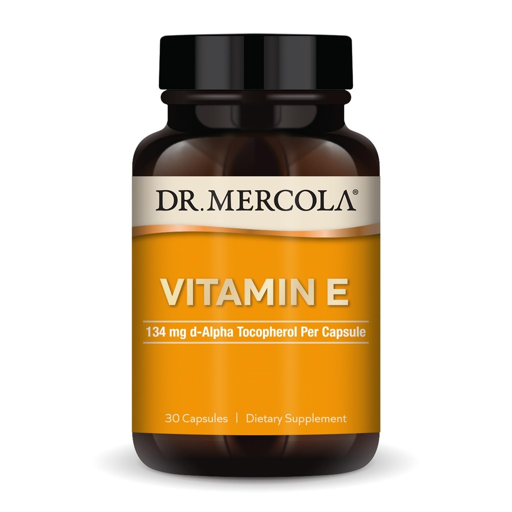 Dr. Mercola Vitamin E - Unterstützt gesunden Haut- & Antioxidans-Status - Tocopherols und Tocotrienols Blend - Non-GMO, Gluten-Free & Soy-Free - 30 Kapseln (30 Portionen)