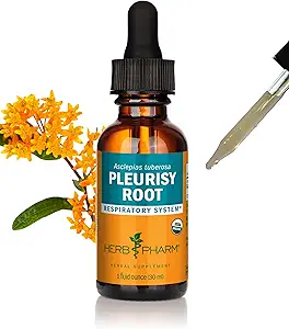 Herb Pharm Certified Organic Pleurisy Root Liquid Extract for Respiration System Support 1 Fl Oz