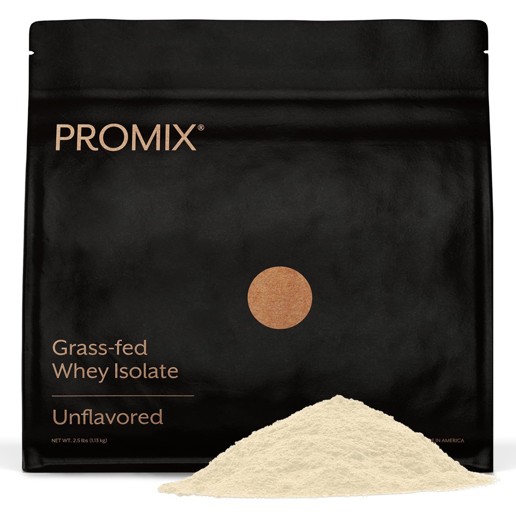 ProMix Nutrition Poudre Isolée aux protéines de lactosérum, 30g d'isolat de lactosérum à l'herbe, 6,6g de BCAA, sans gluten, non aromatisée, non aromatisée - 2,5 livres (paquet de 1)
