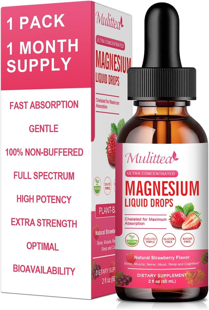 Magnésium Glycinat liquide, haute puissance Magnésium Glycinate, Citrate, sans sucre Vegan complément complexe non OGM favorise le nerv, la relaxation, le muscle, le sommeil support*