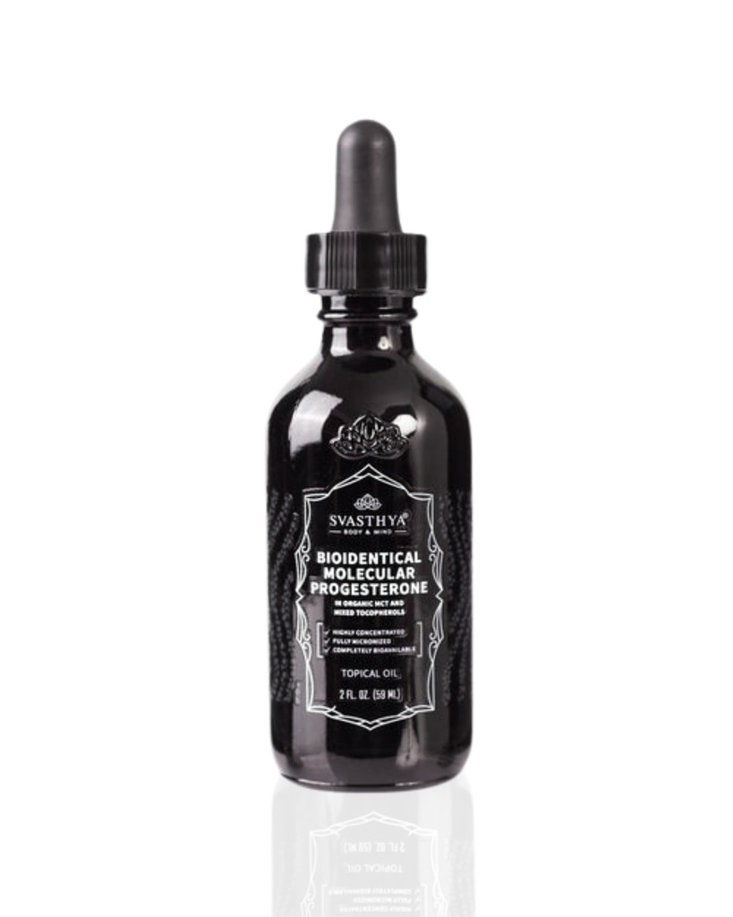 Svasthya Body & Mind Molecular Progesterone Liquid - Hormonal Balancing Oil, Menopause Relief, All Natural abgeleitet von Mexican Yam - 5,5% Progesterone für Frauen Vitamin E Oil - 2 Fl Oz