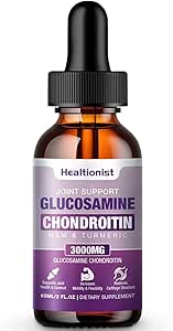 1 Packung Glucosamin Chondroitin MSM Flüssigkeitstropfen, Extra Strength Joint Support Supplement für Erwachsene Männer und Frauen, Quercetin Boswelia, Bromelain, Antioxidans Immununterstützung (2 Fl oz)
