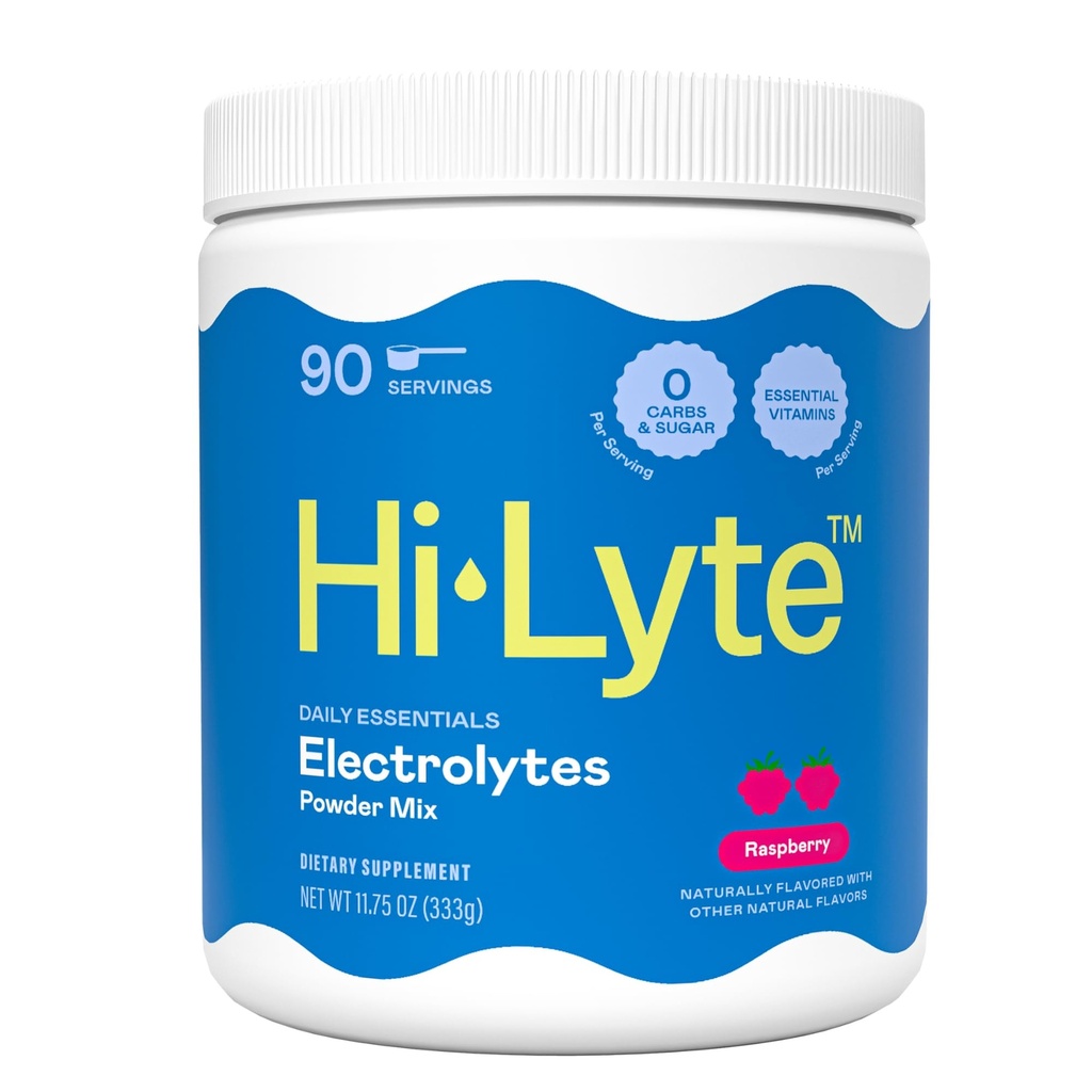Hi-Lyte Himbeere Elektrolytpulver, Tägliche Hydration Ergänzung Getränke Mix, 90 Portionen | Zuckerfrei, 0 Kalorien, 0 Carbs | Kein Maltodextrin. Glutenfreie | Unterstützt Keto | Licht Refreshing Flavor