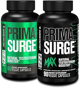 Booster di testosterone di fabbrica Jacked per gli uomini PRIMASURGE - w/Tongkat Ali, PrimaVie, Ashwagandha (60 capsule) & Primasurge Max Mens Testosterone Booster (90 capsule)