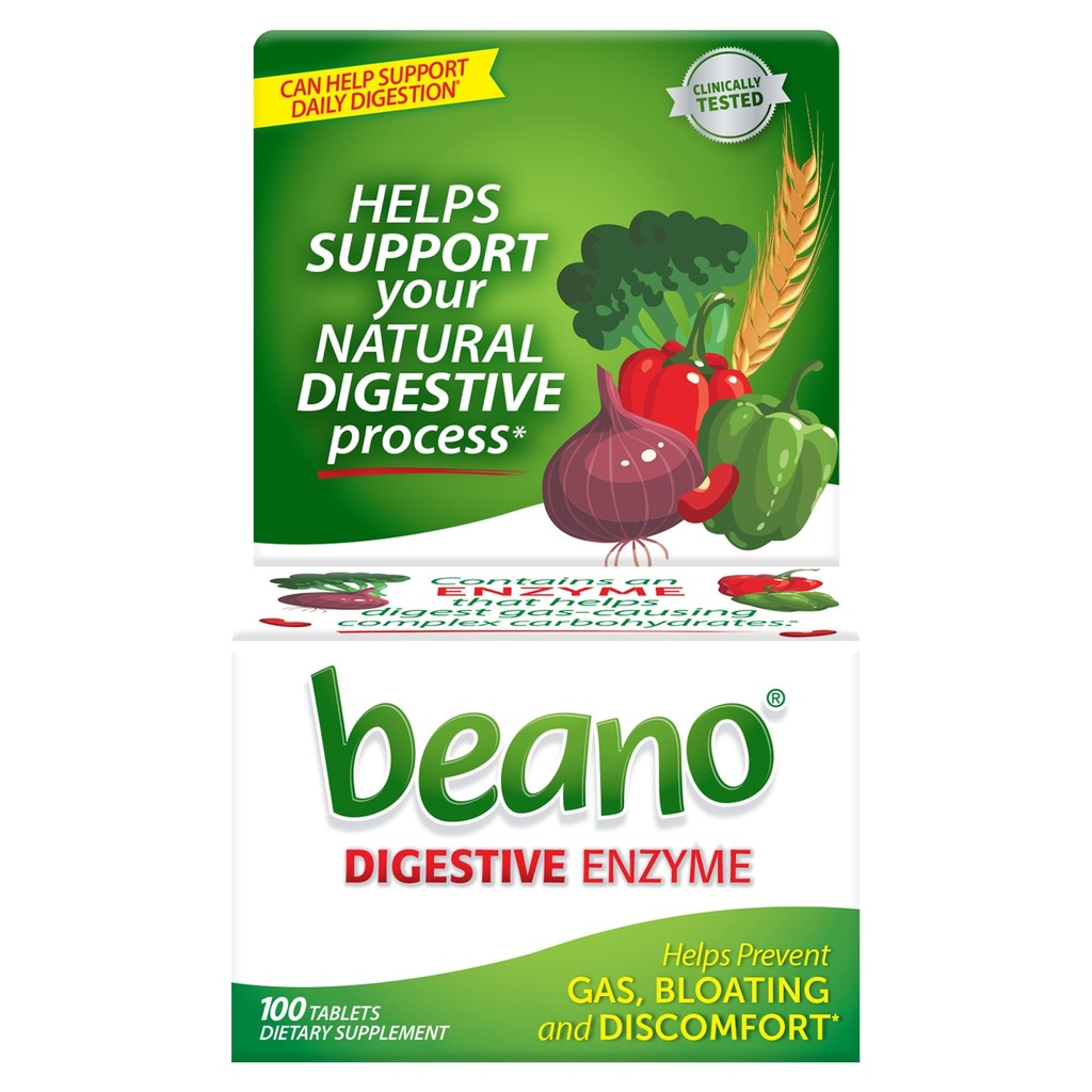Beano Nahrungsergänzungsmittel Tabletten - 100 ct, Packung von 2