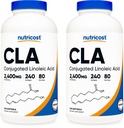 Nutricost CLA (Conjugated Linoleic Acid) 2400mg, 240 Softgels - Glutenfrei, Non-GMO, 800mg Per Softgel (2 Flaschen)