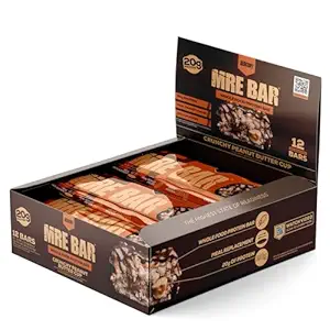 REDCON1 MRE Protein Bar, Crunchy Peanut Butter Cup - Enthält MCT-Öl + 20g Ganzes Lebensmittelprotein - Einfach digestible, Macro Balanced Low Sugar Meal Ersatz Bar (12 Bars)