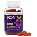 Eisengummis für Erwachsene und Kinder, Chewable Multivitamin Supplement mit Eisen, Vitamin C, A, B, Zink, Folsäure und Biotin (Grape Flavored) Vegan Safe, Made in USA von HERBATECH
