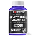 Benfotiamin 600mg Plus 20mg Vitamin B1 | 120 Veggie Kapseln | Made in USA | 3rd Party Tested | Fat Soluble Essential Vitamin B1 Thiamine Supplement | Non-GMO | Gluten Free-Vegetarian Friendly