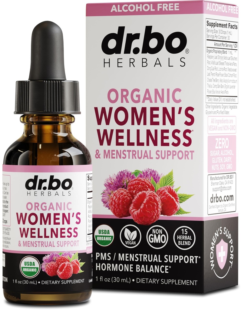 Equilibrio dell'ormone per le donne &amp; PMS Rilievo - benessere delle donne Bilancia ormonale organica supplementi Gocce liquide & mento periodo di Cramp supporto - Raspberry Leaf, Chasteberry, Black Cohosh Supplement 1 Oz