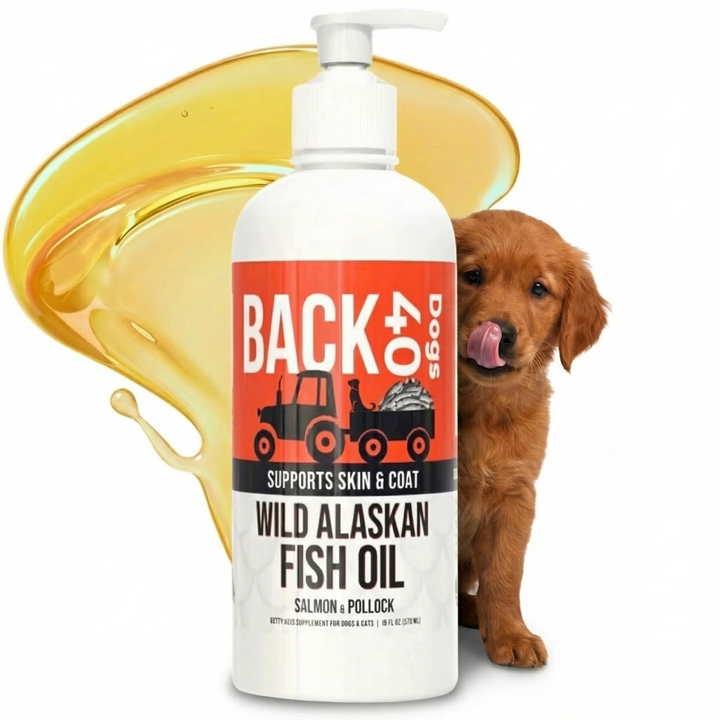 RACK 40 Hunde Wild Alaskan Fischöl für Hunde, Haut und Mantel Ergänzung für Hunde & Katzen, Omega-3-Rich Lachs und Pollock Öl, EPA & DHA Hunde Lachsöl für Gehirn, Herz und Gelenke 16 fl oz (473 ml)
