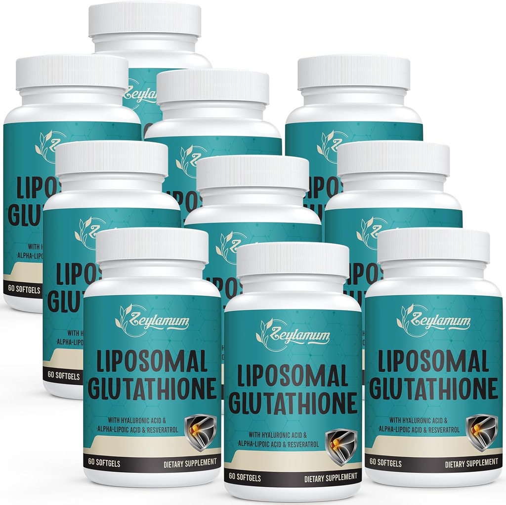 2400 MG Liposomale Glutathione Softgele, Max Absorption, Wirkstoff L-Glutathion reduziert (GSH), mit Hyaluronsäure, Resveratrol, Master Antioxidantien für Detox, Gehirn, Immunsystem, 600 Softgele