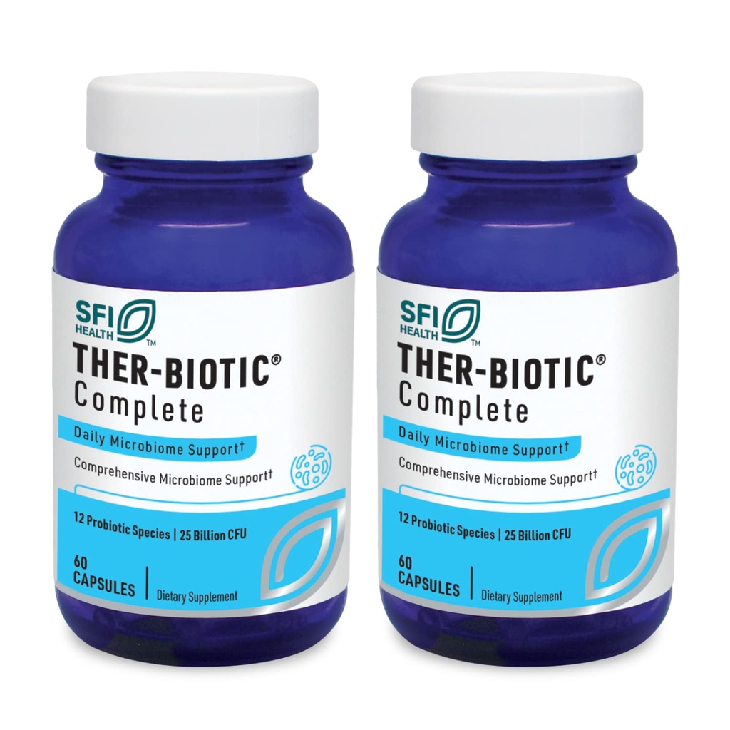 Klaire Labs SFI Health Ther-Biotic Complete - Allergische Probiotika für Damen und Herren - Säurestabile Probiotika - 12 Spezies für Immun- und Verdauungsmedizin - 25 Billion CFU (2 Pack)