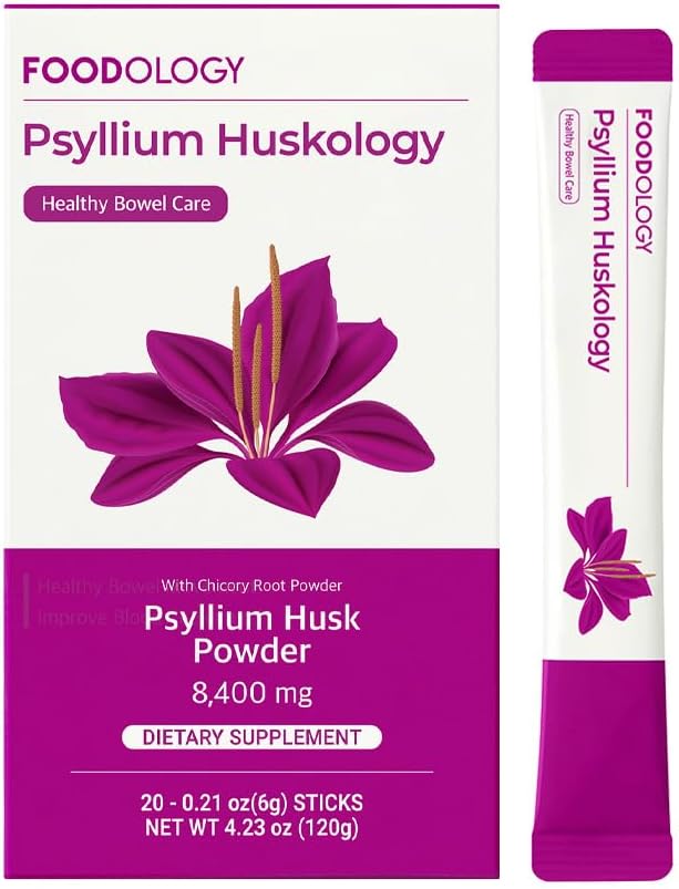 ALIMENTAIRE Psyllium Huskology (20 bâtons, 10 jours) - Supplément de musc à base de plantes pour le soulagement de la constipation, Gut Health. Fibre alimentaire à base végétale, résistance maximale 7,200mg.