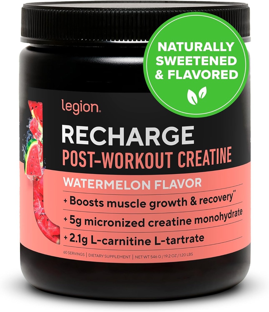 LEGION Atletica ricarica Post Workout Supplement - Tutto Natural Muscle Builder & Recovery Drink con Creatina Monoidrato. Addolcito e aromatizzato, sicuro e sano (Watermelon, 60 Serve)