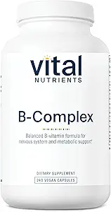Vitamine vitali B-Complex | Vegan ad alta potenza Methylated B Complex Vitamins | B Vitamins Support Energy Production, Metabolism e Heart Health* | Gluten, Dairy, Soy Free | 240 Capsule
