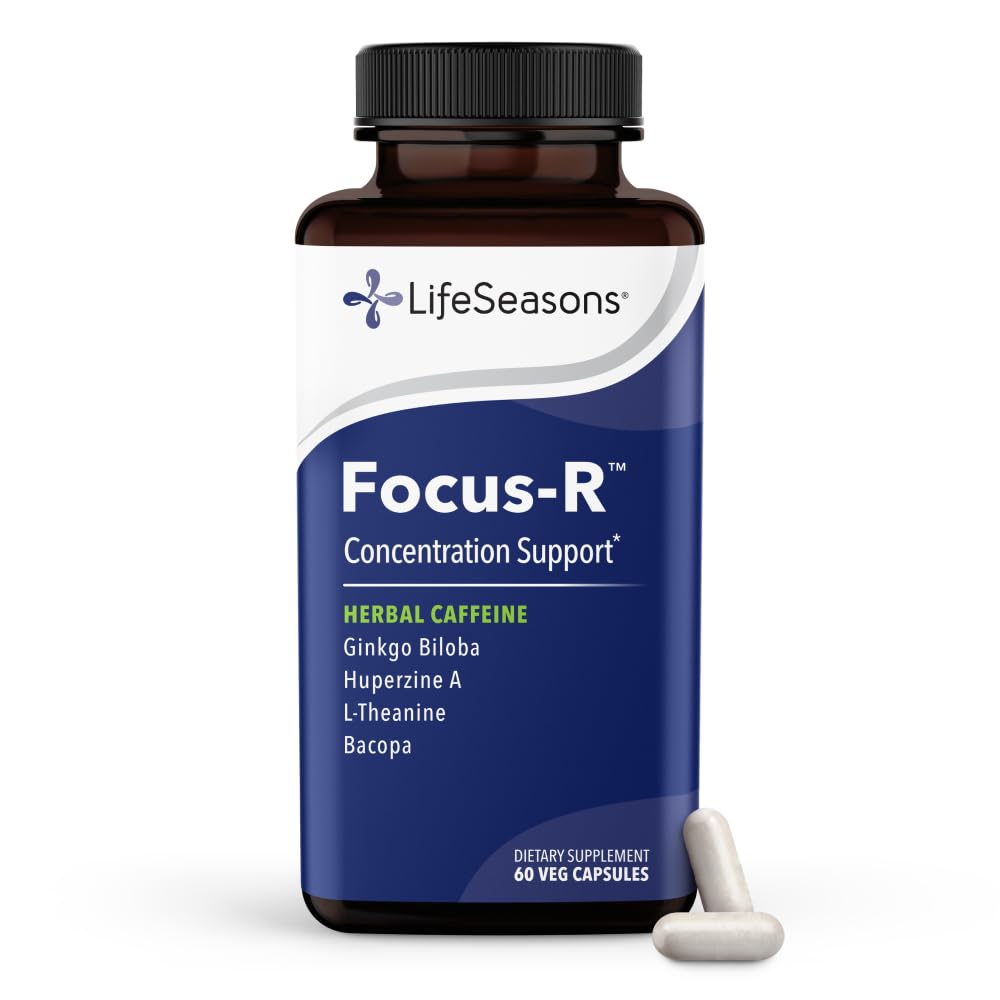LifeSeasons - Fokus-R - Konzentrationsunterstützungsergänzung - All Ages - Verbessert Psychische Leistung & Fokus - erhöht Aufmerksamkeitsspanne - L-Theanine, Kava Kava, Bacopa, Vitamin B & Mehr - (60 Kapseln)
