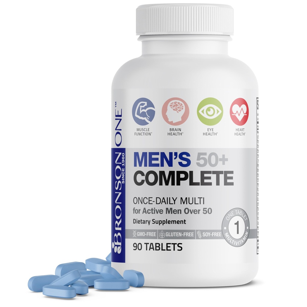 Bronson ONE Homme quotidien 50+ Multivitamine multiminérale complète, 90 comprimés