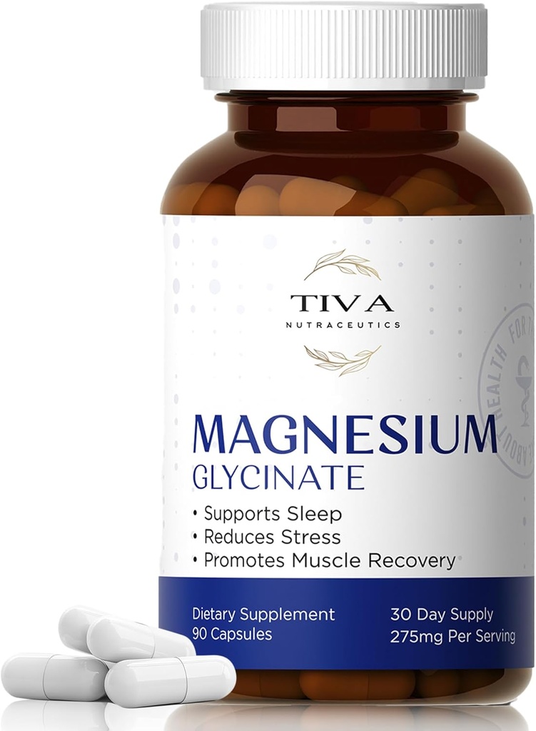 Magnesio Glycinate – Gentle & Magnesio altamente assorbibile per il sonno, Rilassamento muscolare & salute del cuore | Complesso Magnesio Chelato per l'energia & Bone Support | 90 capsule