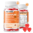 B Complexe 50 Gummies ,Complexe B méthylé avec vitamine C, Choline et zinc - Complexe B méthylé actif pour l'énergie, Support méthylé - Toutes les vitamines B - B1,B2,B3,B5,B6,B7,B9,B12 - Sans sucre,120 Compte