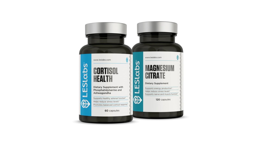 LES Labs Cortisol Health and Rest Bundle - Cortisol Manager & Magnesium Duo für Entspannung und Schlafunterstützung