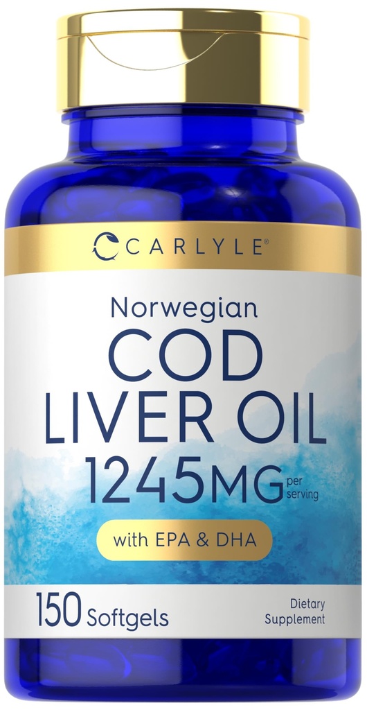 Carlyle Norwegian Cod Liver Oil | mit EPA & DHA | 1245mg | 150 Softgels | Liquid Capsules | Non-GMO & Gluten Kostenlose Ergänzung