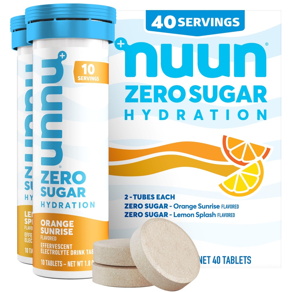 Nuun Zéro hydratation du sucre Comprimés électrolytiques - Sodium, Potassium, Chlorure, Calcium, Magnésium, Fruits légers et délicieux, Pas de sucre, Sans gluten, Vegan, Citrus mélangé 4 Pack (40 portions Total)