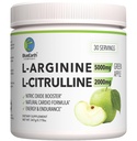 L-Arginin 5000mg + L-Citrulline 2000mg Complex Powder Supplement Drink Mix - Nitric Oxid Booster für Herzgesundheit, Blutfluss & Energie - 30 Servierungen (Green Apple)
