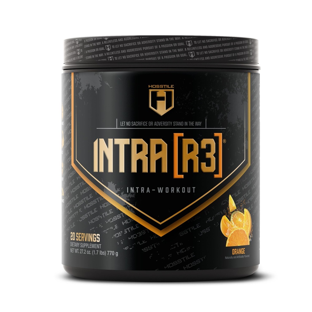 HOSSTILE Intra[R3] Intra Workout Powder, EAA & BCAA Getränk mit Carbs, Enhance Energy & Endurance, Build Lean Muscle & Verbessern Erholung, Orange, 20 Portionen