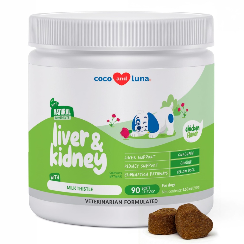 Cardo al latte per cani - 90 Soft Chews - Supporto per fegato e reni - Supporto epatico con EPA & DHA - Detox - Integratore per cani con Choline e L-Arginina.