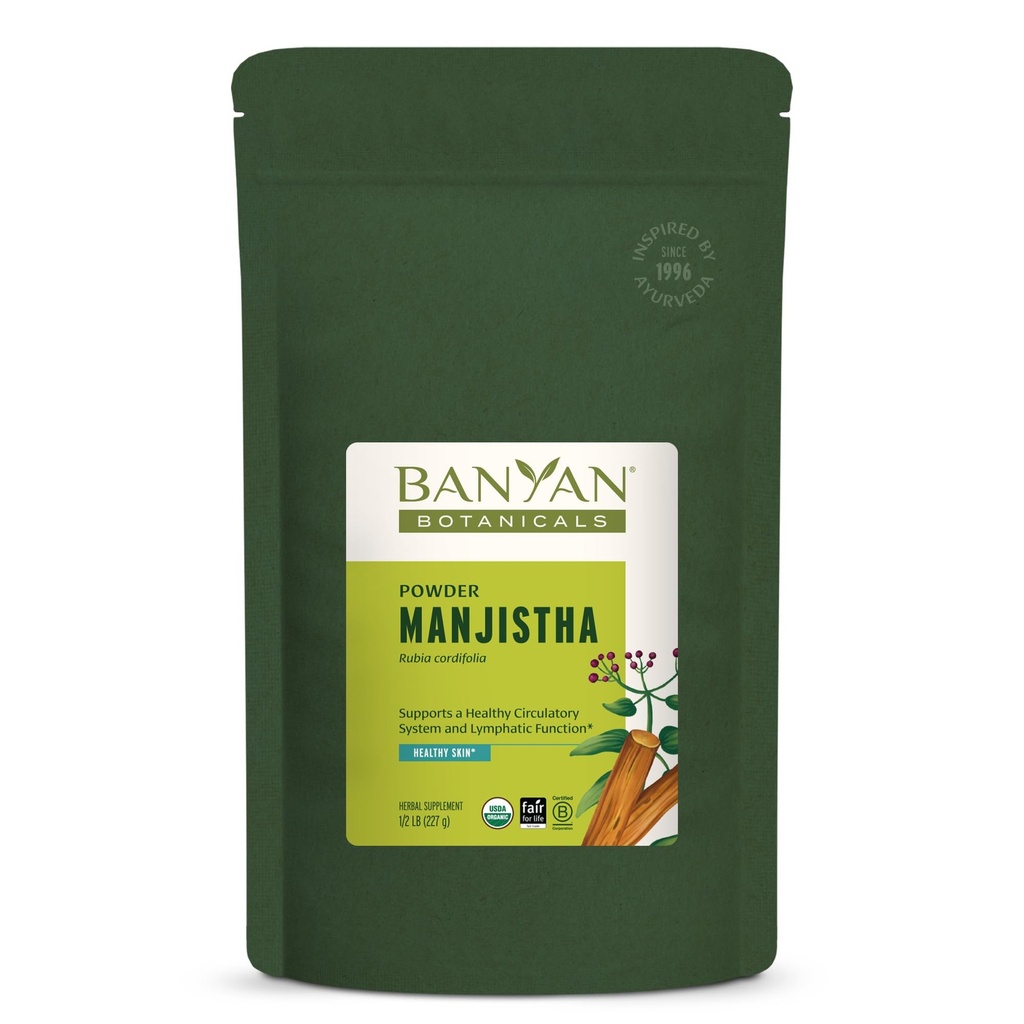 Banyan Botanicals Manjistha Powder – Organic Manjistha Supplement – Ayurvedic Blood Cleanse & Lymphatic System Support* – 1⁄2 lb. – Non OGM Sostenibilmente Sorgente Fiera certificata per il commercio equo della vita